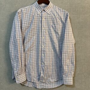 Peter Millar Blue Plaid Button Front Pocket Shirt Men XL Long Sleeve Navy Purple